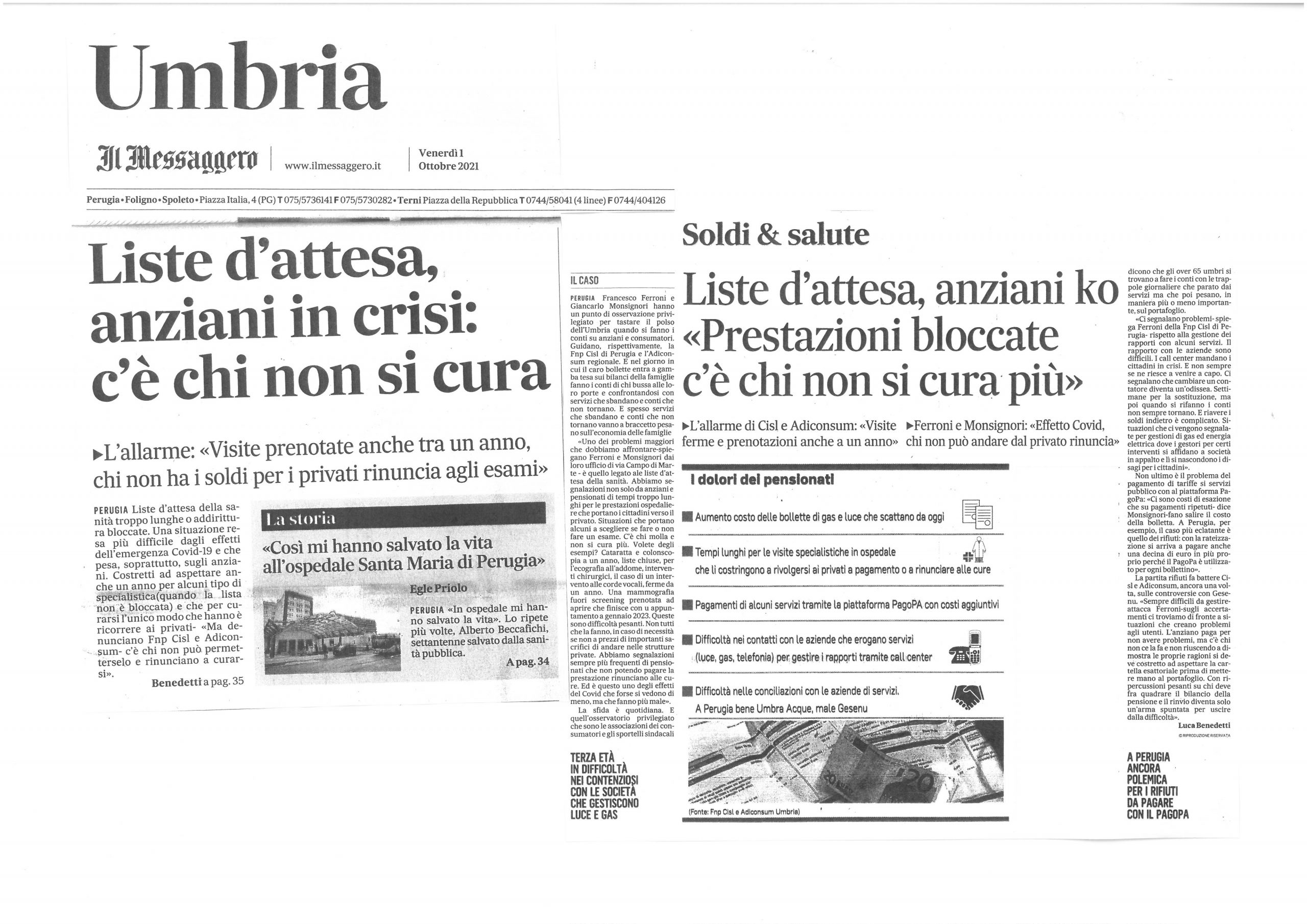 Read more about the article Liste d’Attesa: Il comunicato di Adiconsum Umbria e FNP Perugia